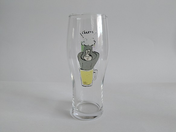 ビアグラス「cheers」ゴリラのゴッさん柄　ビールグラス　ビール　在庫限り！一点もの！ 1枚目の画像