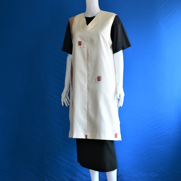 着物リメイク　ロングジャンパースカート(大島紬） 1枚目の画像