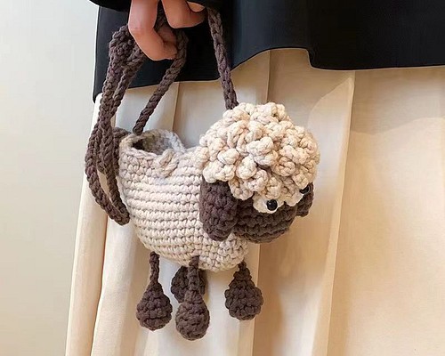 純粋な手作りの綿糸編みかわいい子羊の携帯電話バッグ個性