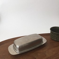 ヴィンテージバターケース 北欧デンマーク製 キッチン雑貨　古道具 　ステンレス　butter case 1枚目の画像