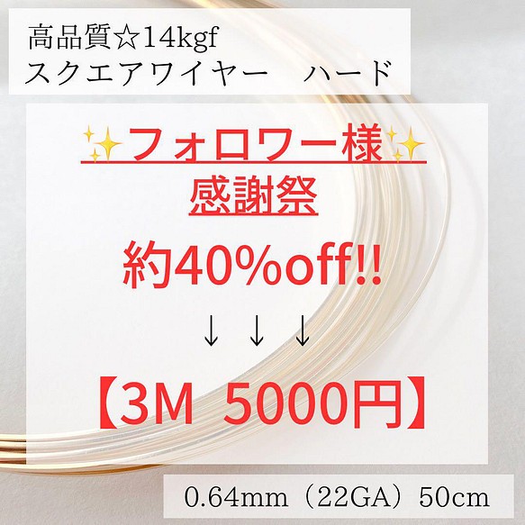 大特価セット　14kgf スクエアワイヤー　ハード　0.64mm 3m