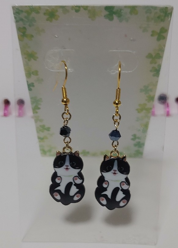 【ハンドメイド】猫ちゃん ピアス 黒猫 1枚目の画像