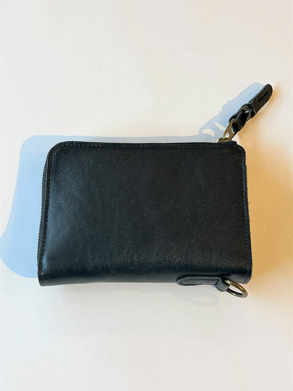 【New】L字ファスナー財布 牛革財布（本革）BLACK 1枚目の画像