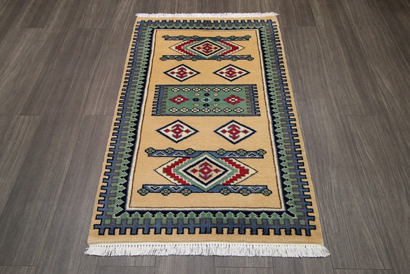 新品　SALE　高級ラグ　パキスタン手織り絨毯　玄関マット　アクセントラグ　76x121cm　＃192 1枚目の画像