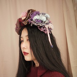 【個性的】糸による花々のヘッドドレス Peking Opera 1枚目の画像