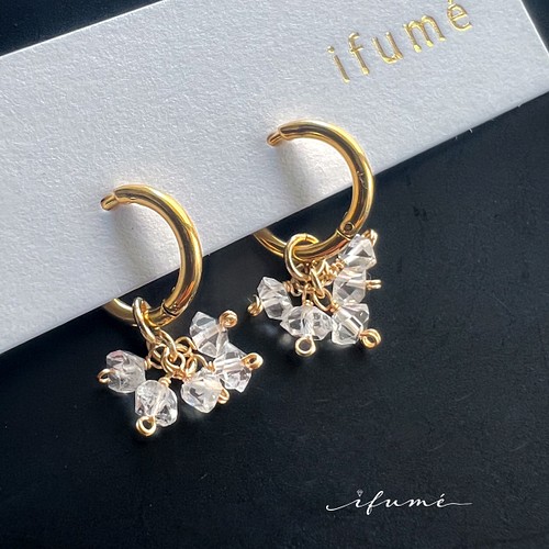 ifumé】金属アレルギー対応！ハーキマーダイヤモンドの贅沢ピアス