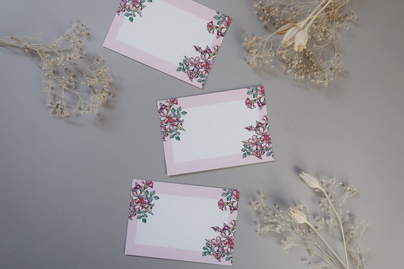ミニメッセージカード　8枚セット（封筒付き）【Pink×Flowers】 1枚目の画像
