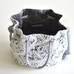 [限量優質] 意大利製造棉質蕾絲 2way Marine Bag White Leaf 第5張的照片