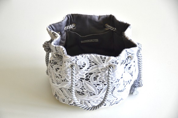 [限量優質] 意大利製造棉質蕾絲 2way Marine Bag White Leaf 第5張的照片