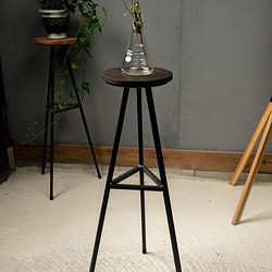 スリムテーブル[D-Type] アイアンと焼杉のプランタースタンド 1枚目の画像