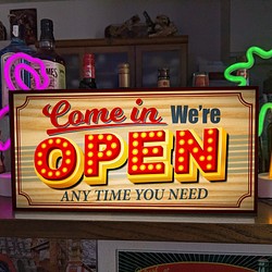 【Lサイズ】アメリカンレトロ OPEN オープン 営業中 開店 店舗 サイン ランプ 看板 置物 雑貨 ライトBOX 1枚目の画像