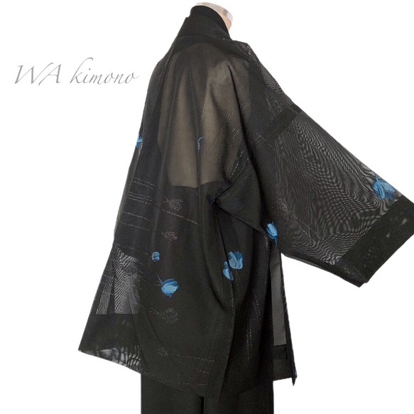 シースルー羽織 カーディガン 和装 和柄 黒 和楽器衣装 華道 着物