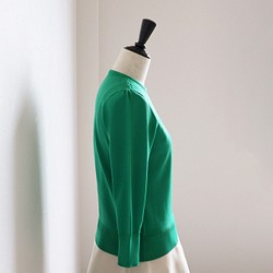 [無論你是否穿著都可以使用的附加顏色] 整件衣服 3/4 袖圓領套頭衫縮袖 [綠色] 第9張的照片