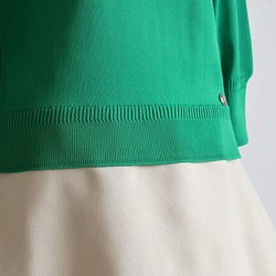 [無論你是否穿著都可以使用的附加顏色] 整件衣服 3/4 袖圓領套頭衫縮袖 [綠色] 第7張的照片