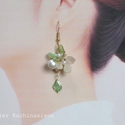 美甲花朵繡球棉珍珠耳環&lt;Annabelle&gt; 第1張的照片