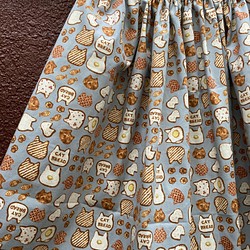 【1点限り着丈約81cm】猫パンスカート　ねこ　ネコ　にゃんこ　ギャザースカート　大人スカート　 1枚目の画像