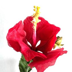 染花・布花・アートフラワー　　ハイビスカスの花（１本）　　玄関・和洋の空間・お部屋のインテリアなどに。 1枚目の画像