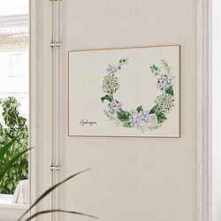 バラとアジサイのポスター　/ i1394 / 淡い色の初夏の花　インテリアポスター 1枚目の画像
