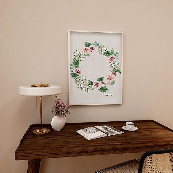 バラとアジサイのポスター　/ i1391 / 淡い色の初夏の花　インテリアポスター 1枚目の画像