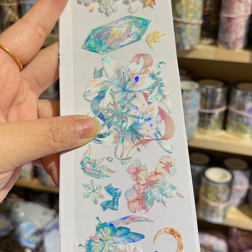 【877】海外マスキングテープ巻売り　貝殻光　花系　コラージュ　装飾