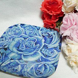 陶芸【青い薔薇の皿】 1枚目の画像