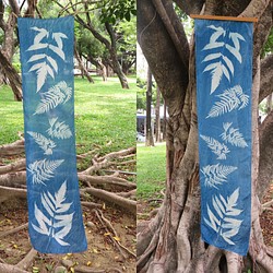 藍曬絲巾 - 蕨美 Botanic Cyanotype Silk Scarf - Ferns 第1張的照片