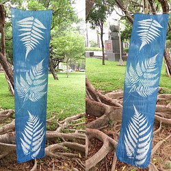 藍曬絲巾 - 蕨美 Botanic Cyanotype Silk Scarf - Ferns 第1張的照片