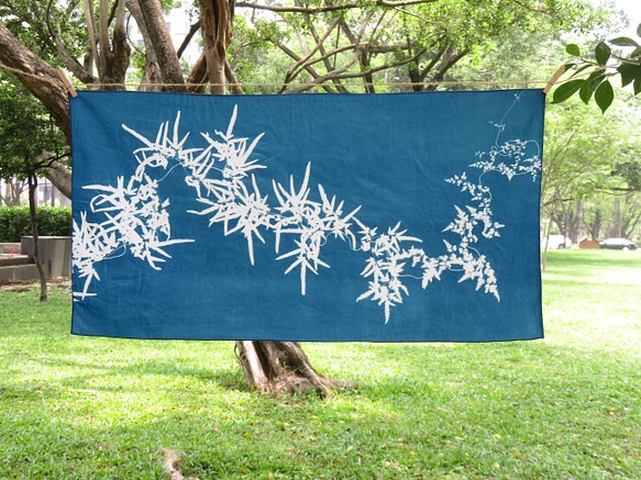 藍曬掛布 - 海金沙 Botanic Cyanotype Decoration - Japenese climbing 第1張的照片