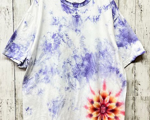 タイダイ染め Tシャツ　XLサイズ　曼荼羅　パープル　ムラ染め　Hippies Dye HD19-66