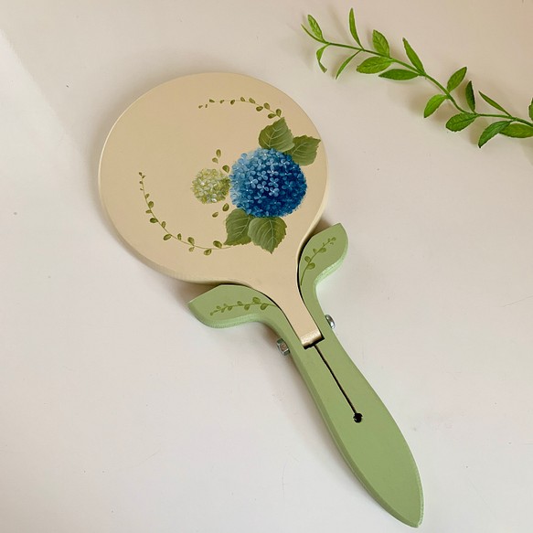 紫陽花（青）の手鏡 ミラー トールペイント 手鏡 ローズティ 通販
