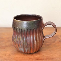 備前焼 コーヒーカップ(鎬)・サンギリ　c11-037 1枚目の画像
