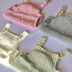 Knit rompers　ニット　ベビーニット　カバーオール　ロンパース　ベビー　ベビー服 新生児　出産祝い　ギフト　 1枚目の画像