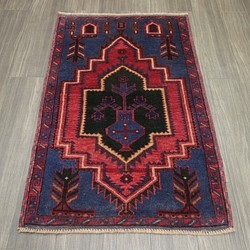 アフガニスタン　トライバルラグ　バルーチ族　部族絨毯　オールド手織り絨毯　ヴィンテージ　86x134cm　#162 1枚目の画像