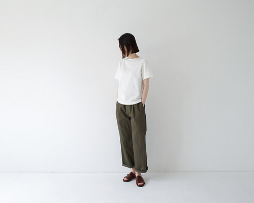 pablo cotton/center back tshirt / white/size1・2 カットソー