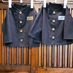 「める様オーダー」 子供服　９０cm　100cm ハンドワッシャー　黒　 シャツ　パンツ　セットアップ 1枚目の画像