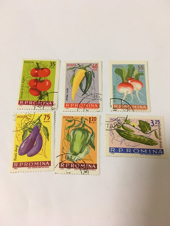 使用済切手  ルーマニア  野菜6枚セット 1枚目の画像