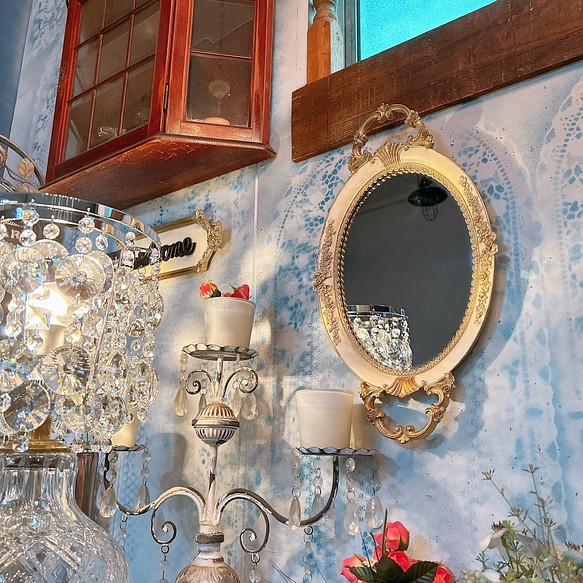 アンティークな部屋  おしゃれな鏡 一面鏡 ⑯  ウォールミラー 取手付き 1枚目の画像