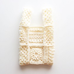 ４種モチーフのクロシェバッグ　Crochet motif×white／クロシェ 1枚目の画像