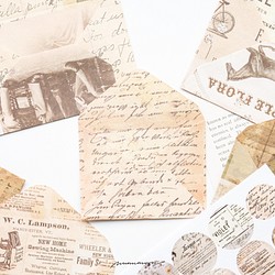 コラージュ風　ミニ封筒とシールのセット　old day letters　[AU811] 1枚目の画像