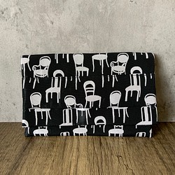 ベルト付きクラッチバッグS☆イタリア生地椅子柄ブラック 1枚目の画像