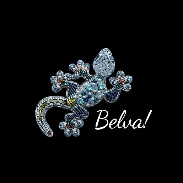 ビーズ刺繍のブローチ　-カラフルヤモリ-gecko 1枚目の画像