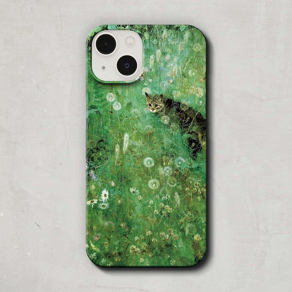 スマホケース / ブルーノ リリエフォッシュ「夏 の 草地 の 猫」 iPhone 全機種対応 アート 絵画 個性的 1枚目の画像