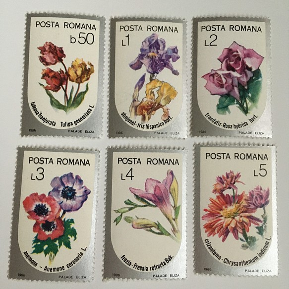 ルーマニア  花の切手6枚セット 1枚目の画像