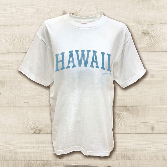 ハワイアンデザインTシャツ ハワイアンカレッジT ハワイ大学風デザイン レトロなロゴデザイン 1枚目の画像