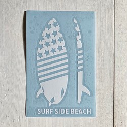 ハワイアンステッカー サーフボード SURF SIDE BEACH波乗りデザイン サーファー用 防水 抜き型シール 1枚目の画像