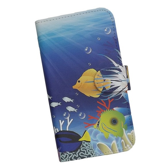 全機種対応 手帳型スマホケース 海 マリン 光 魚 クマノミ サンゴ カラフル 618 1枚目の画像