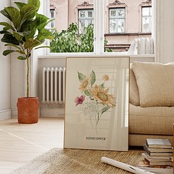 夏のひまわりのポスター　/ i1384 / 向日葵と紫陽花など　初夏の花　インテリアポスター 1枚目の画像