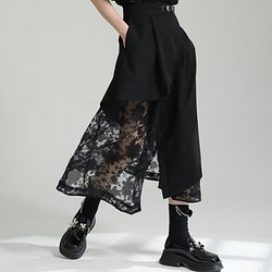 人気です!夏サマーパッチワーク紗網のハーフスカートのミディスカート  3975 1枚目の画像