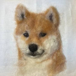 羊毛フェルト　犬ポートレート　うちの子オーダーメイド肖像画　30cm×30cm 1枚目の画像