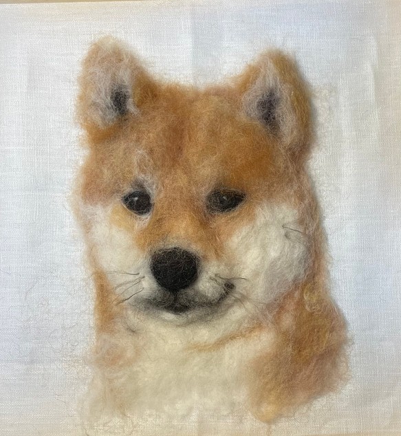 羊毛フェルト　犬ポートレート　うちの子オーダーメイド肖像画　30cm×30cm 1枚目の画像